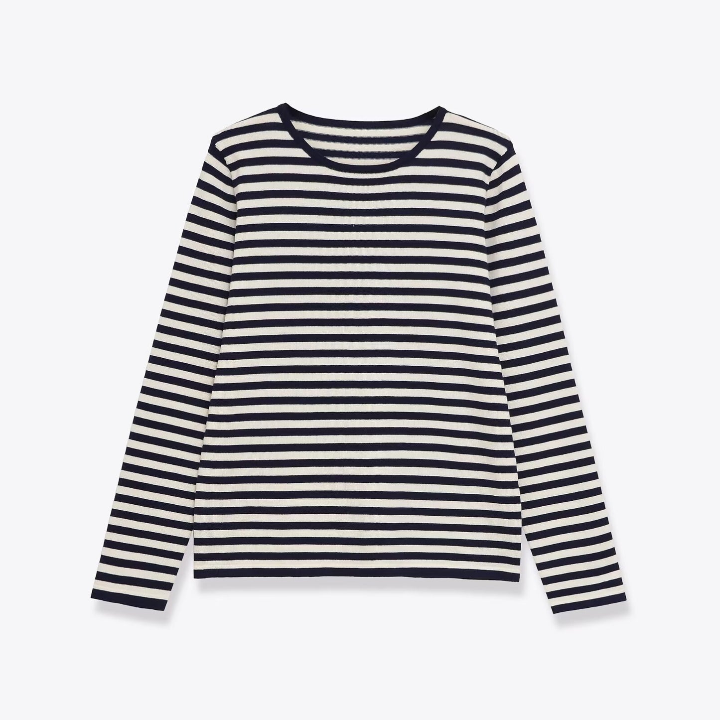 Women's new Joker striped long-sleeved round neck sweater