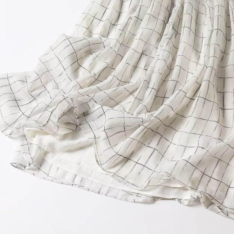 Women's summer fashion vacation style Plaid suspender MIDI dress