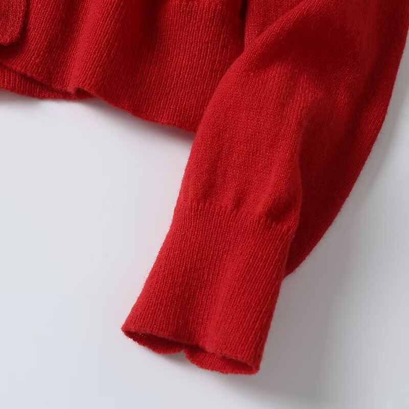 Women's new short round neck knitted cardigan Coat