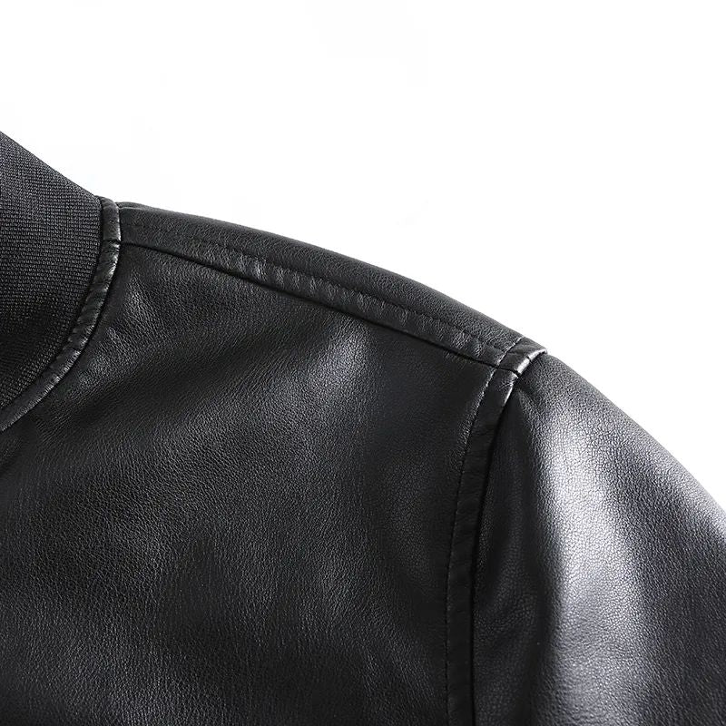 Men's New Fashion Joker Casual Zipper Vertical Collar Pu Leather Baseball Collar Short Casual Coat Leather Men's Coat