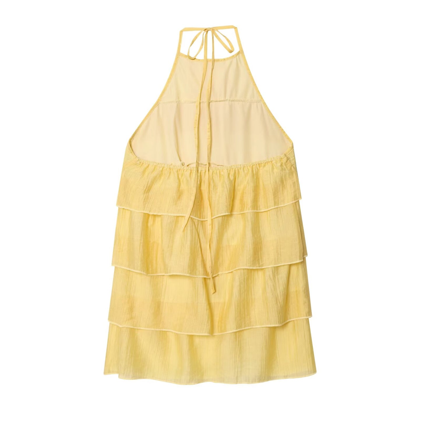 Women's chic fashion layered decoration hanging neck mini dress