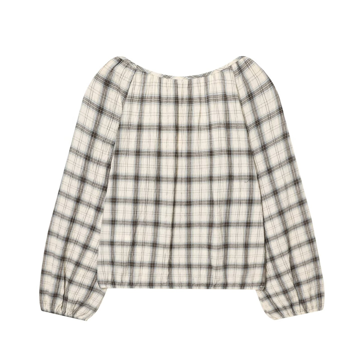 suit Women's 2 pieces short O Neck checkered shirt+Skirts