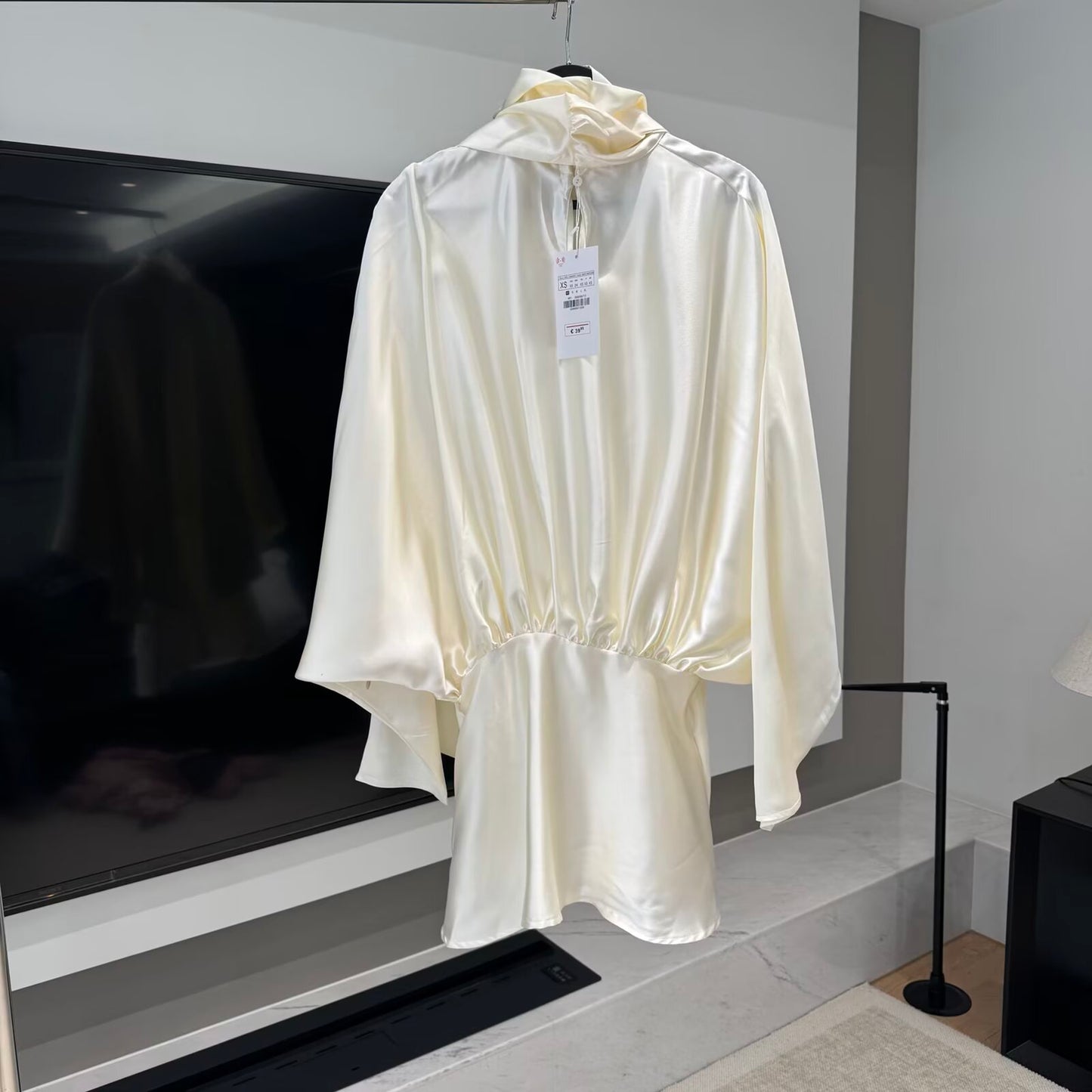 Women's new scarf decoration satin texture mini dress