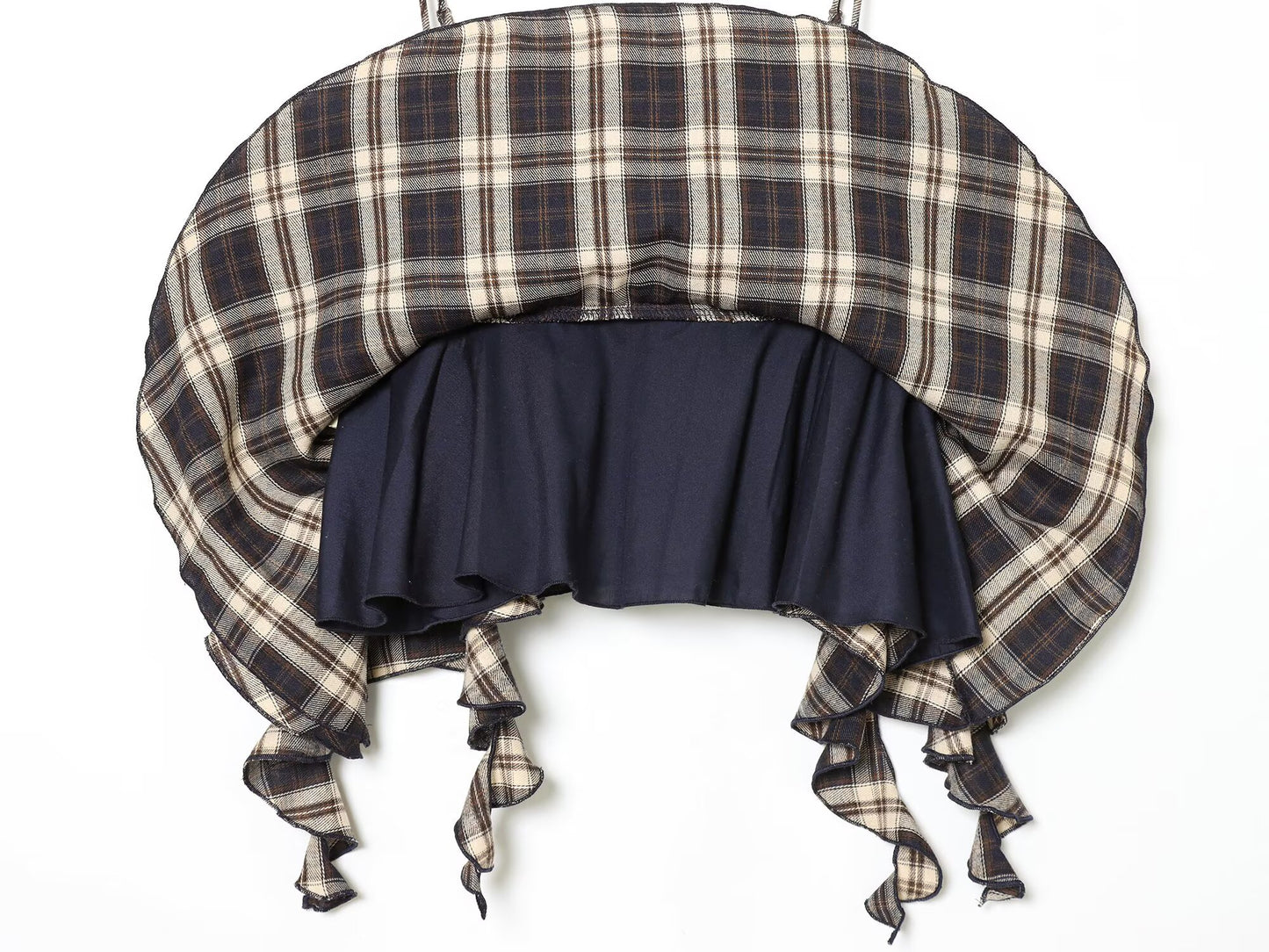 Women's layered decorative plaid suspender top