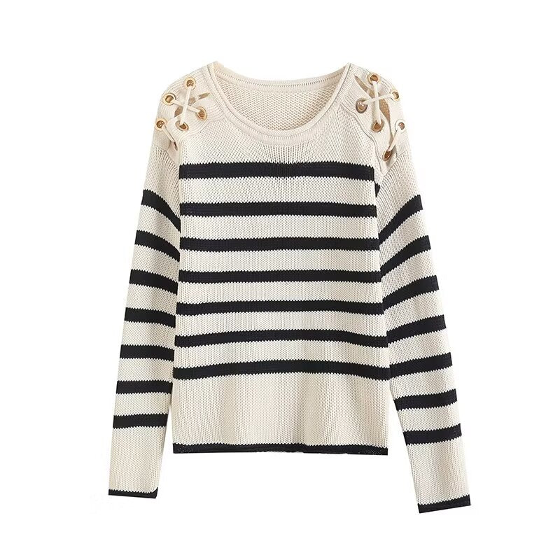 Women's new comfortable casual striped knitted sweater