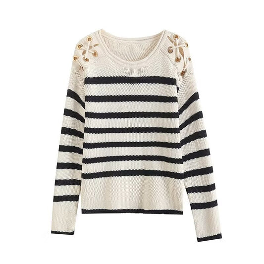 Women's new comfortable casual striped knitted sweater