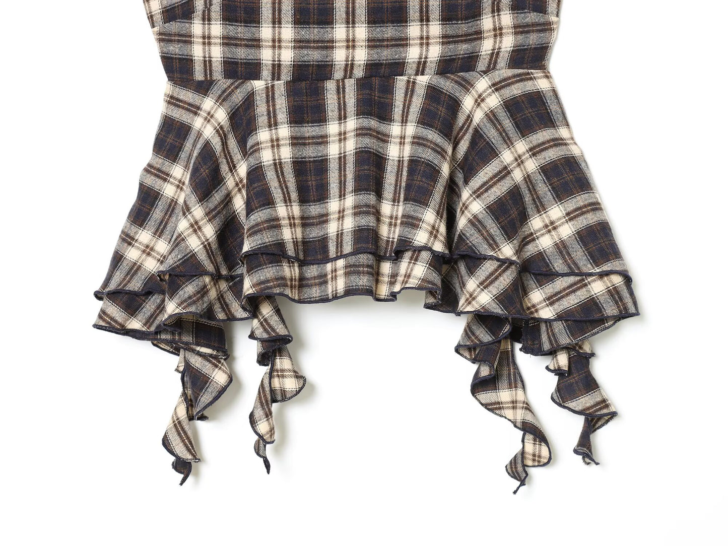 Women's layered decorative plaid suspender top