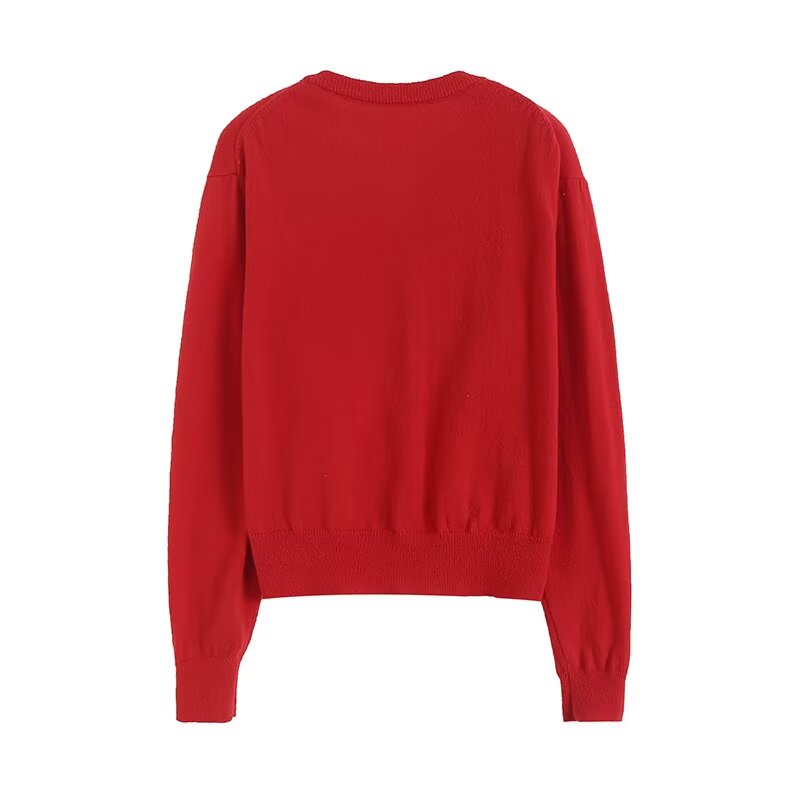 Women's new short round neck knitted cardigan Coat