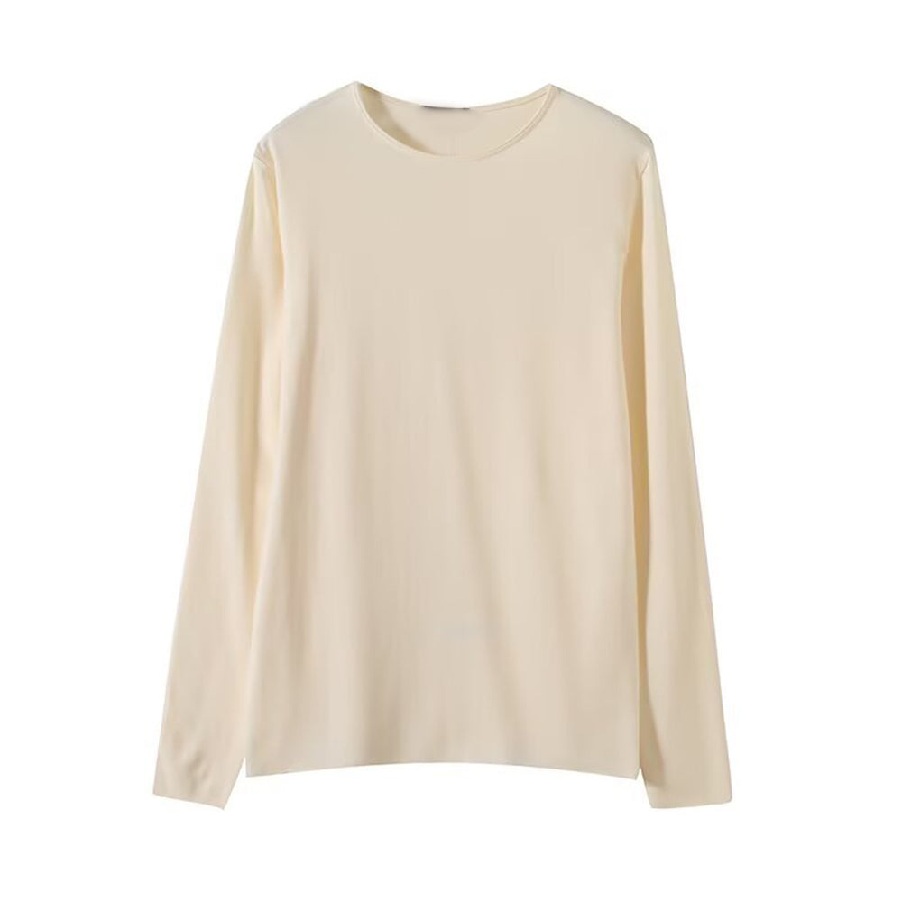 Women's new fashion solid base O Neck long sleeved knitted top