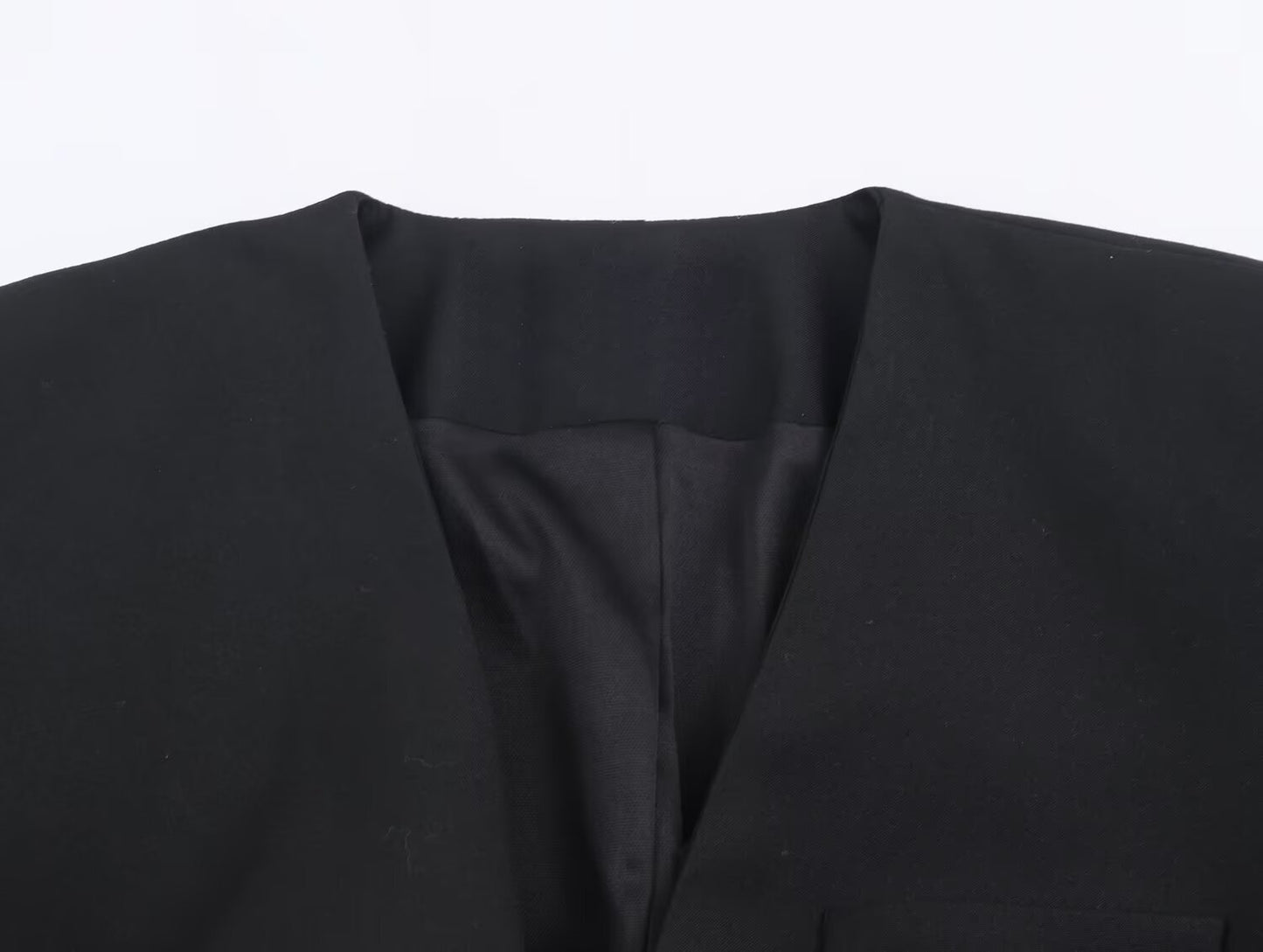 Women's black V-neck Blazer Coat style short jumpsuit