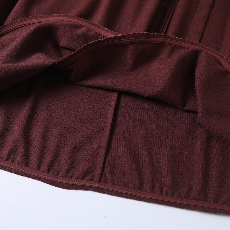 Women's New Fashion ribbon Buckle Details sarong MIDI skirt