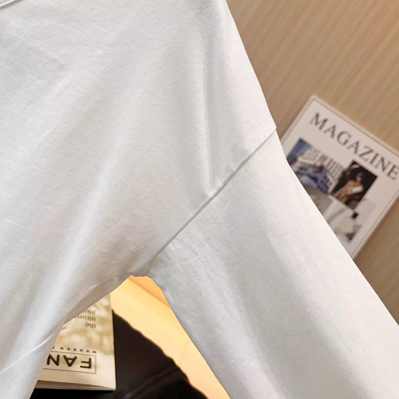 Women's new fashion cotton V-neck knitted long sleeved T-shirt