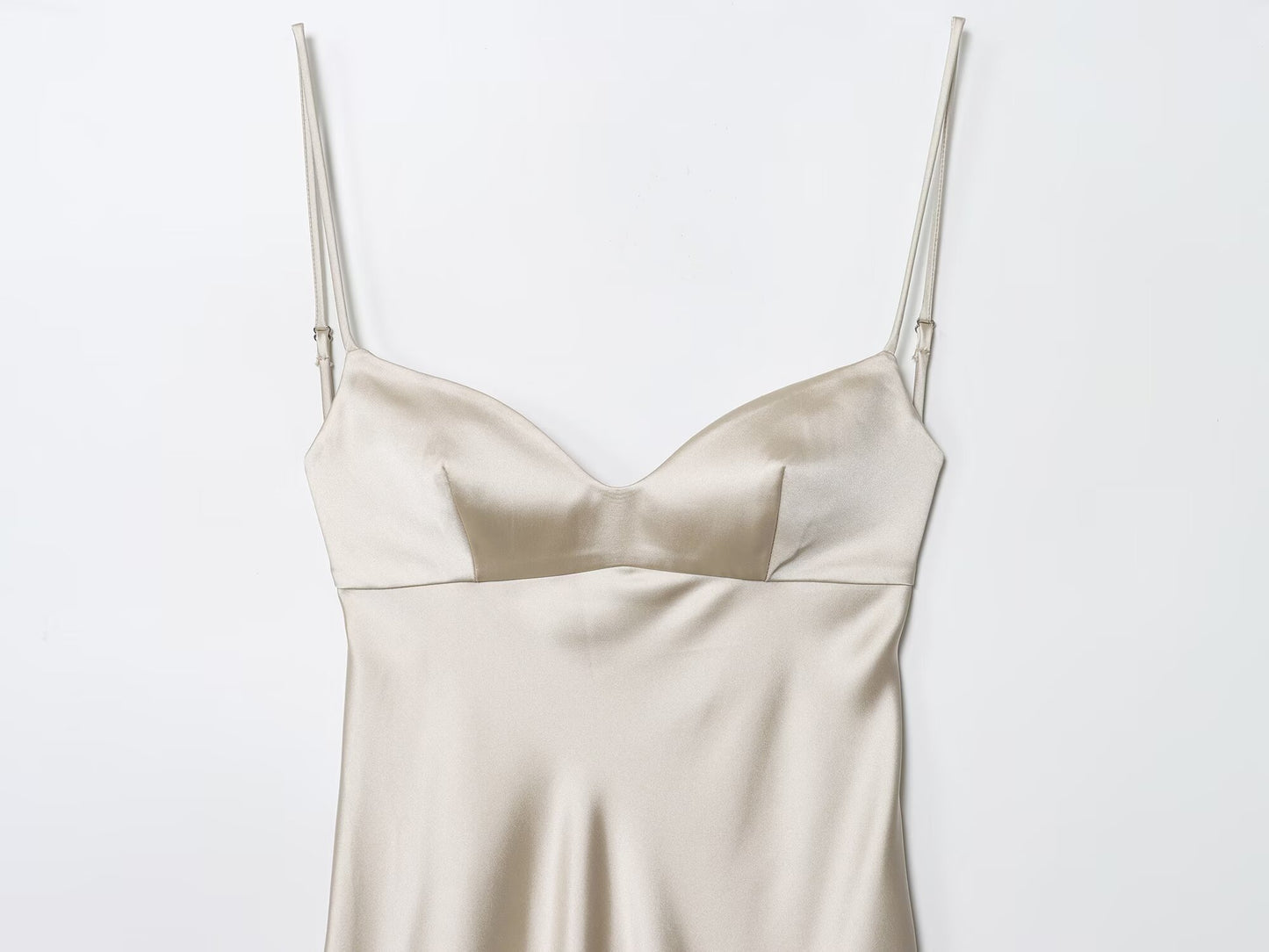 Women's Lace Satin Texture suspender Midi Dress