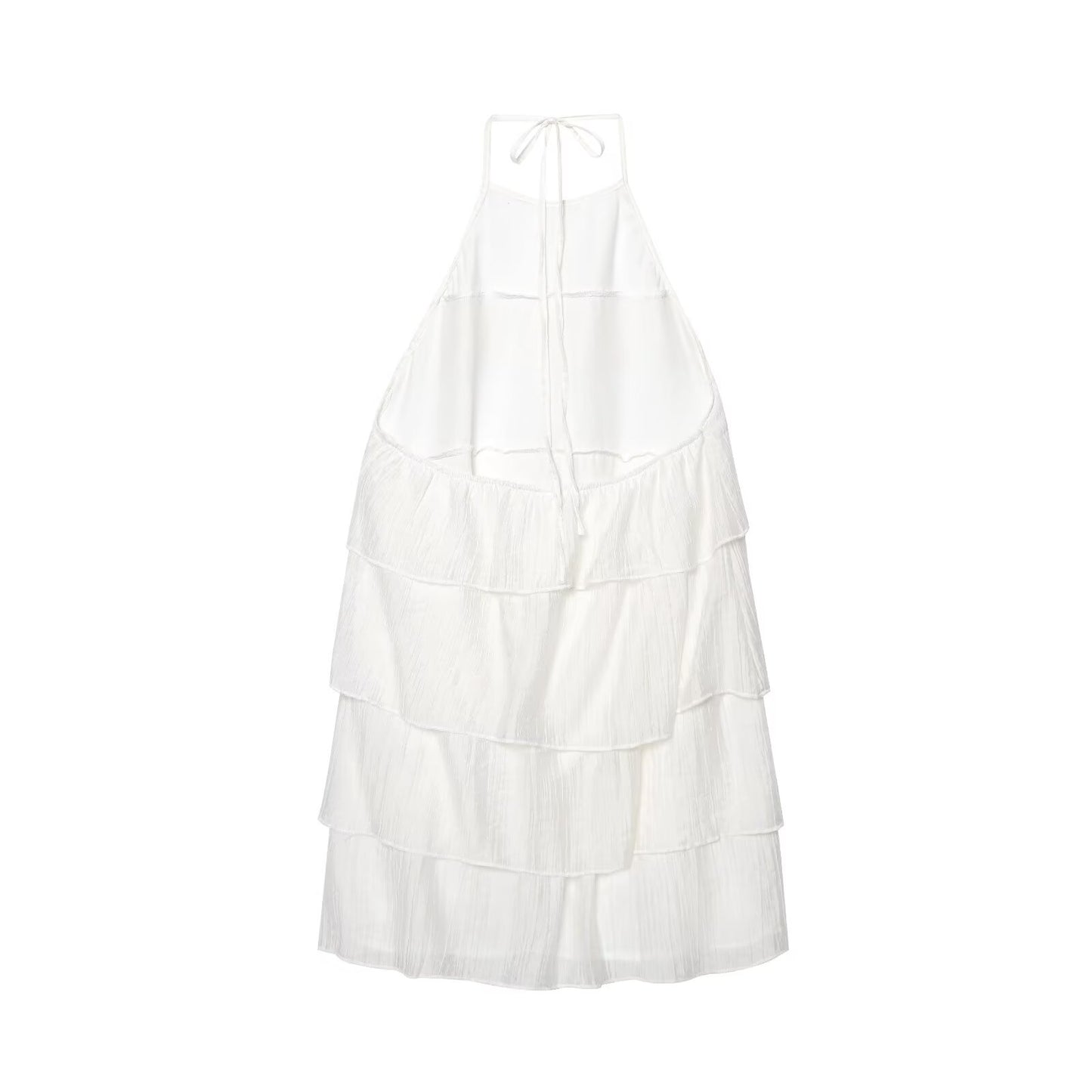 Women's chic fashion layered decoration hanging neck mini dress