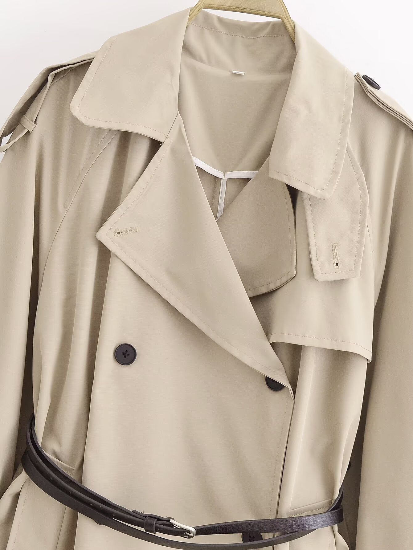 Women's new fashion with Belt loose double breasted windbreaker Coat