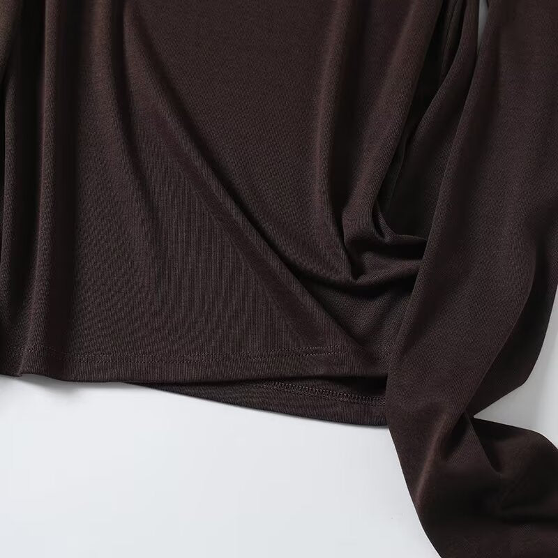 Women's new interior style double-layer O Neck long sleeved T-shirt