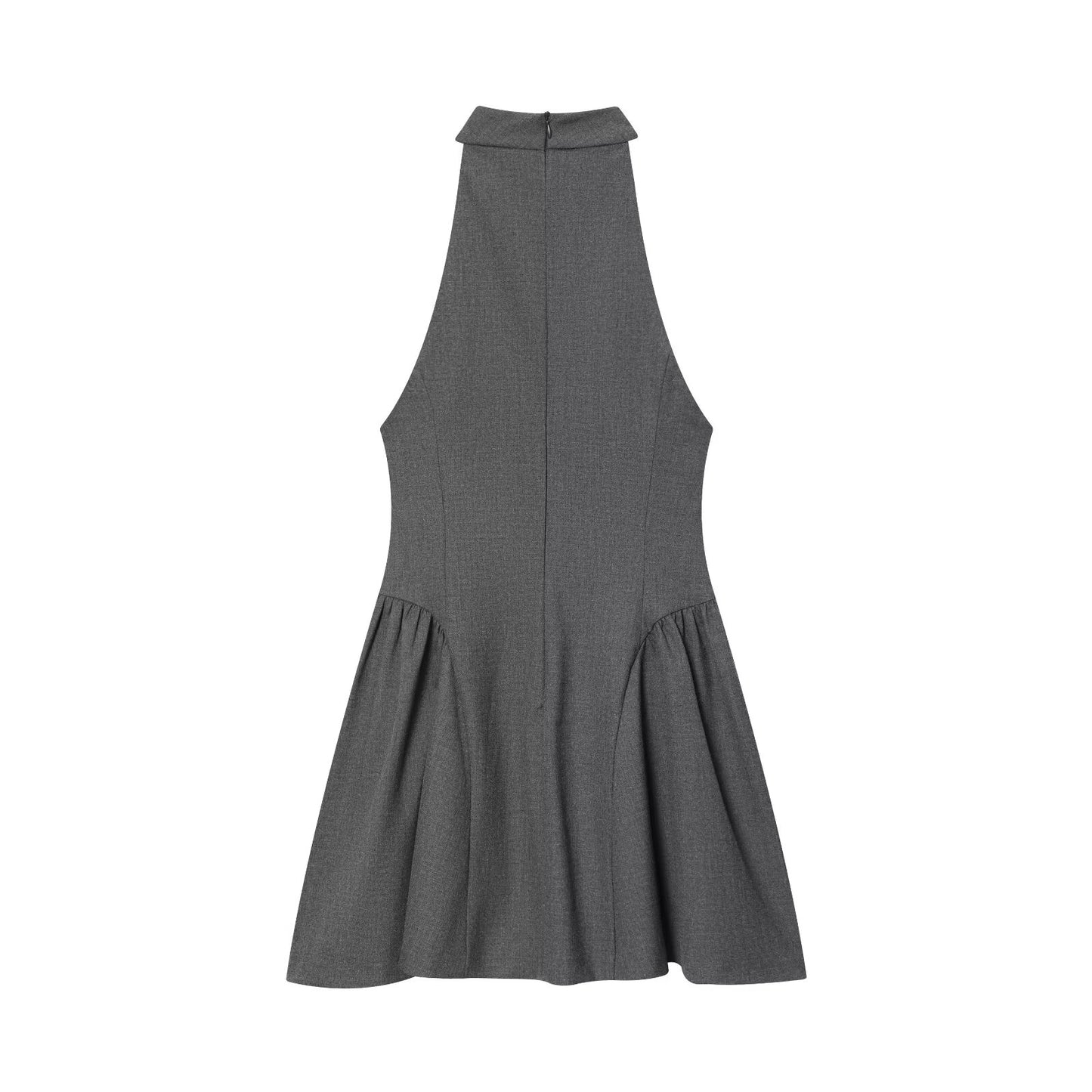 Women's new fashion sleeveless pleated halter neck mini dress