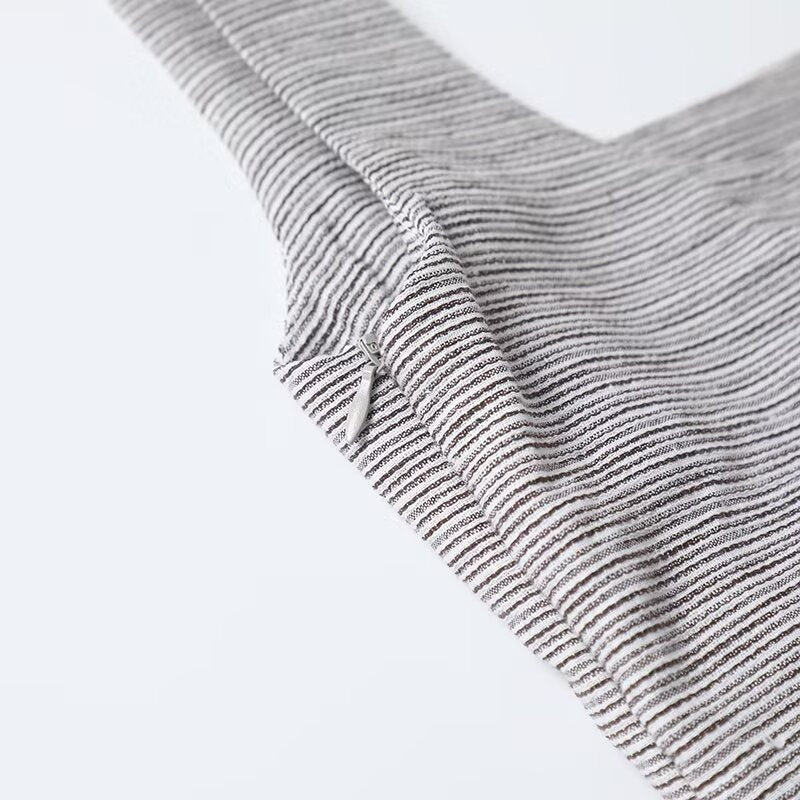 Women's New Fashion Sleeveless pinstripe Square Neck Midi Dress