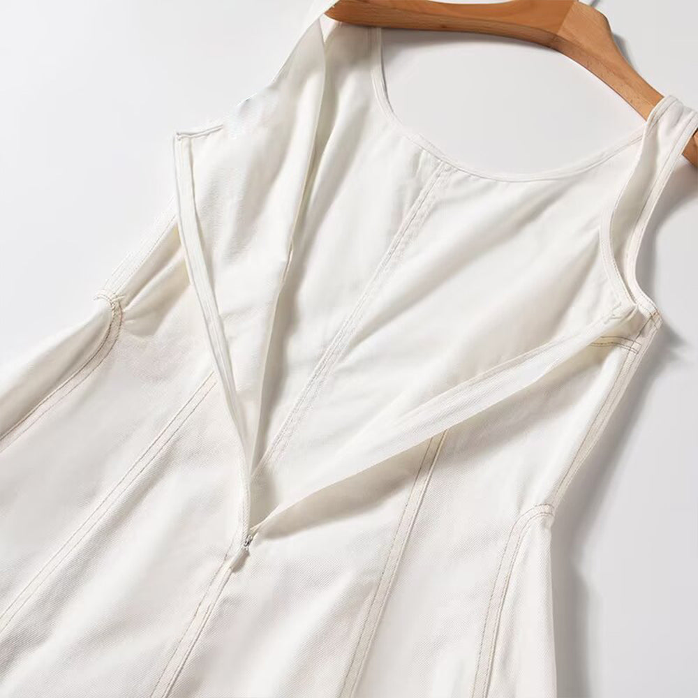 Women's new fashion casual Wide Shoulder denim MIDI dress