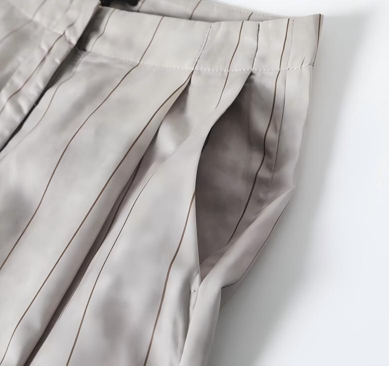 Women's new fashion swing collar striped sleeveless top+Pants suit