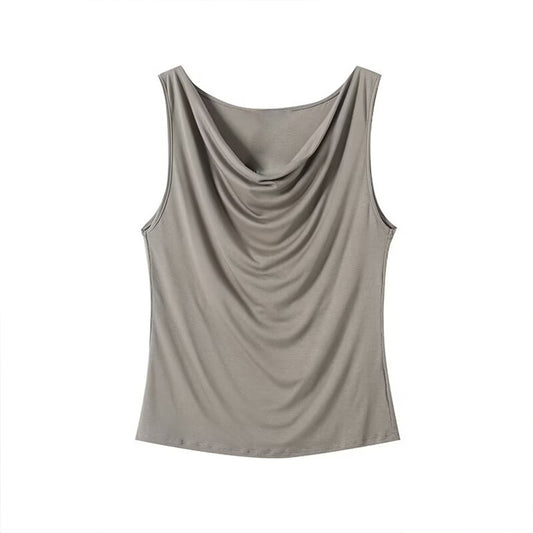 Women's New Fashion Cotton Sleeveless Swing Neck T-shirt Top