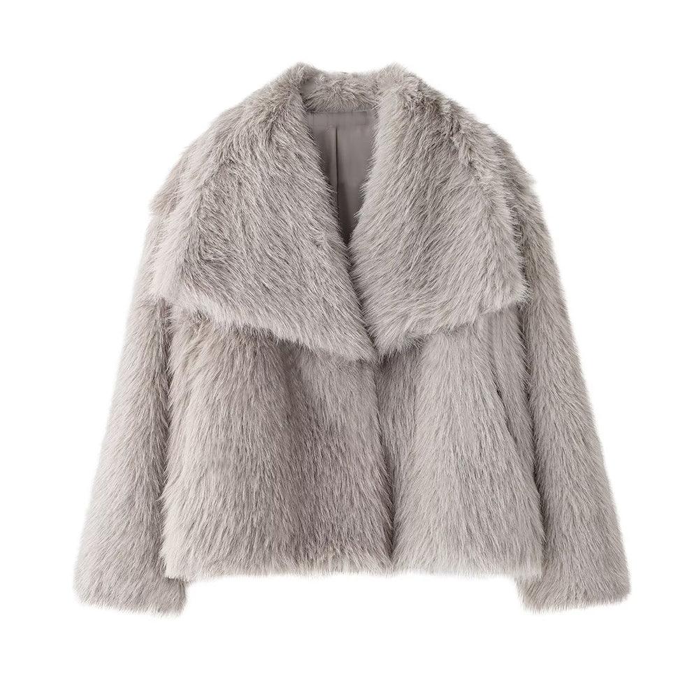 Women's Winter New Artificial Fur Effect Warm Lapel Coat