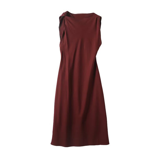 Women's new Fashion Knot Neck Design Comfortable Sleeveless Midi Dress