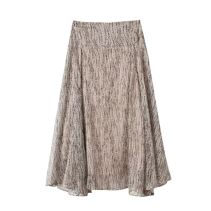 Women's new polka dot print irregular hem MIDI skirt