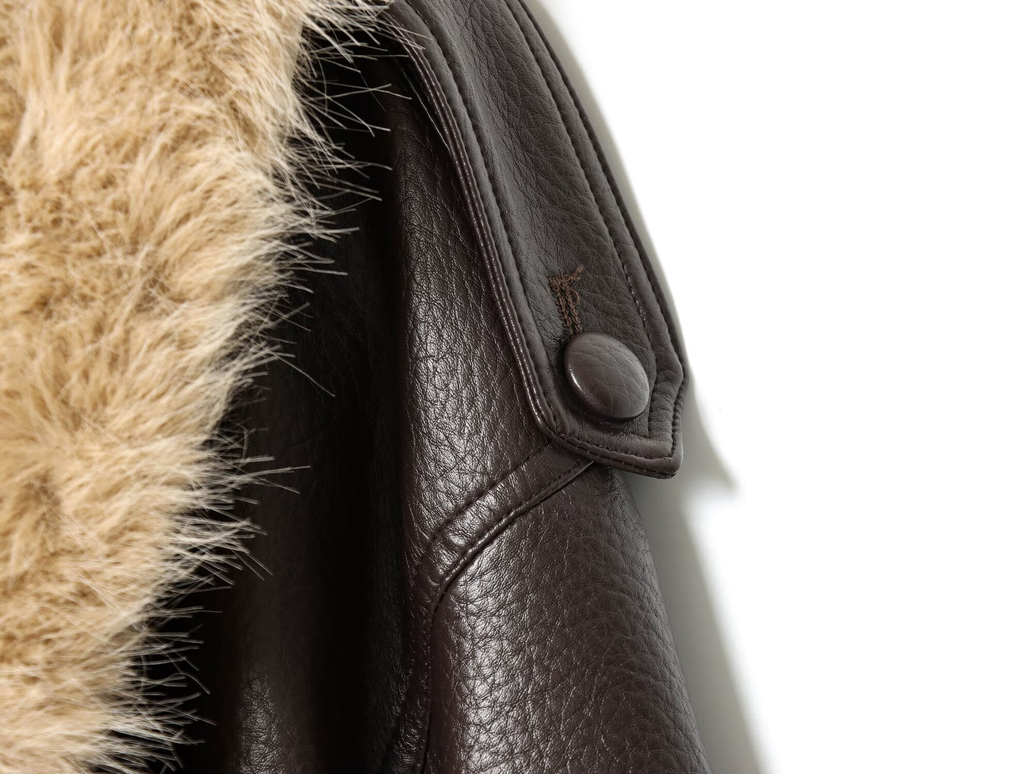 Women's detachable fur collar Faux Leather jacket Coat