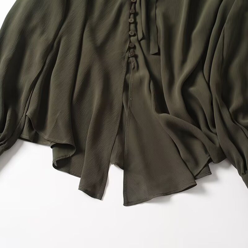Women's new fashion bow ribbon decoration long sleeved shirt