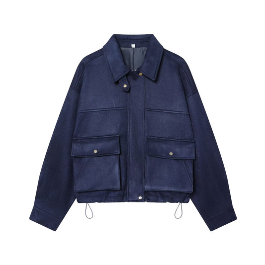 Women's suede Faux Leather pilot jacket Coat