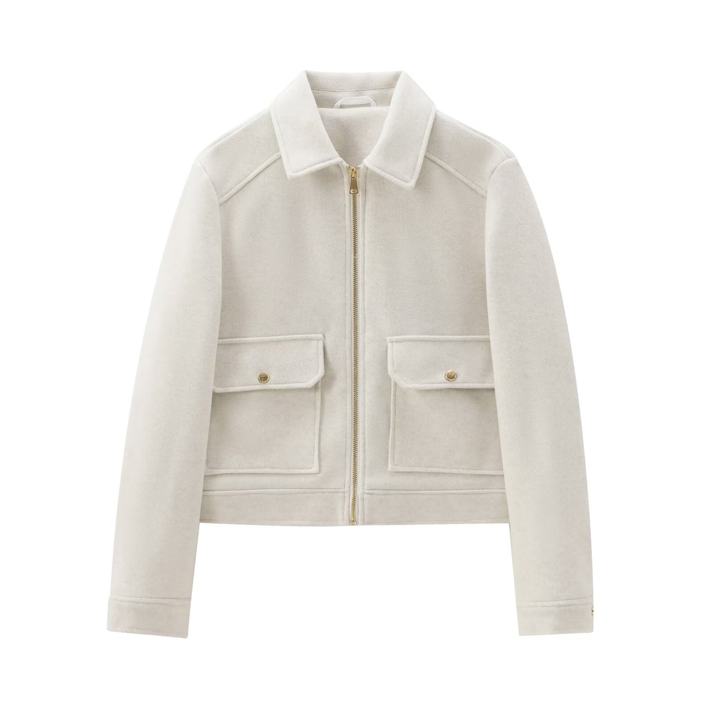 Women's soft textured lapel woolen jacket Coat