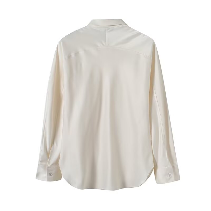 Women's casual satin textured button up shirt