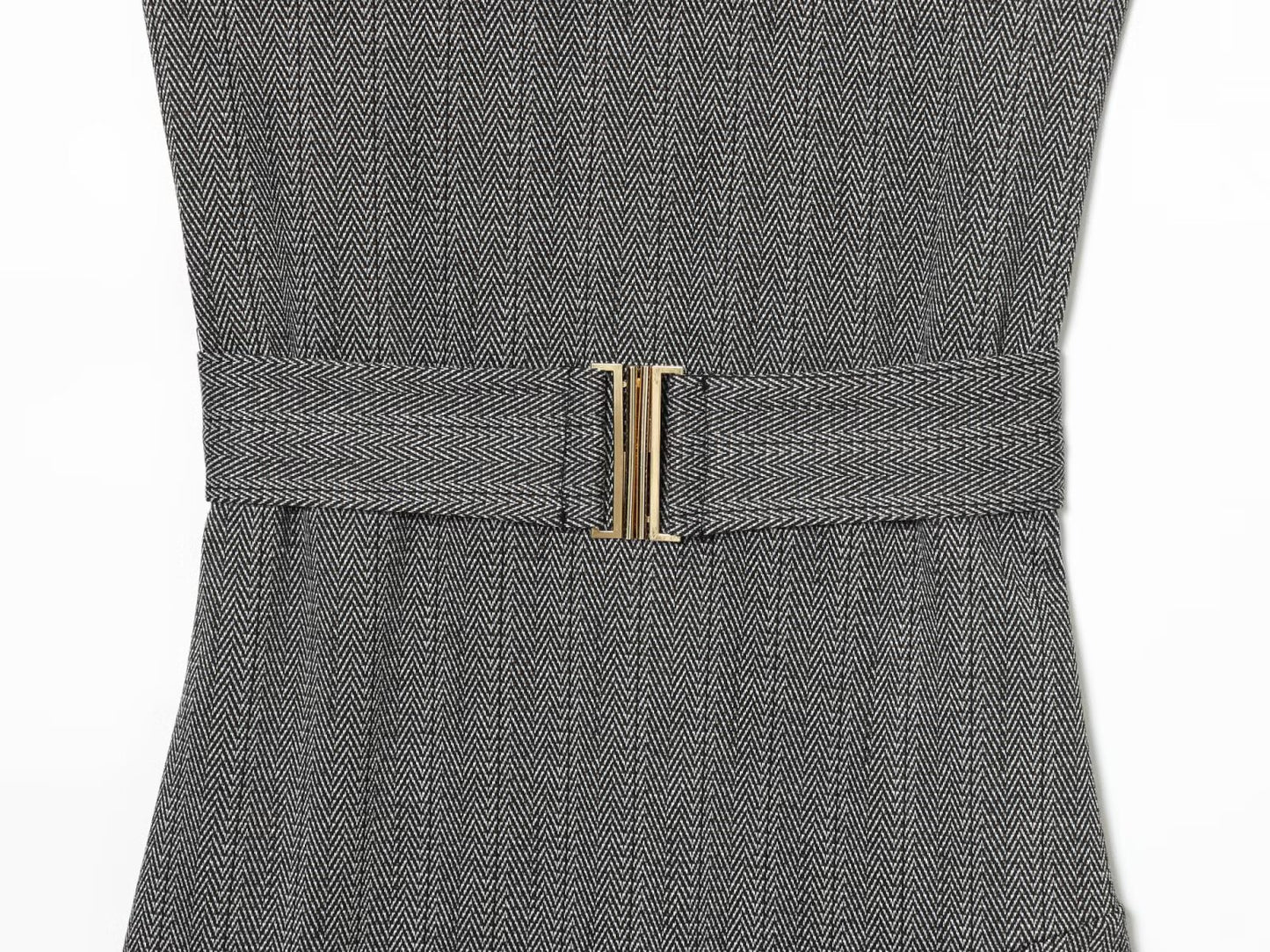 Women's New Fashion With Belt Sleeveless Twill Midi Dress