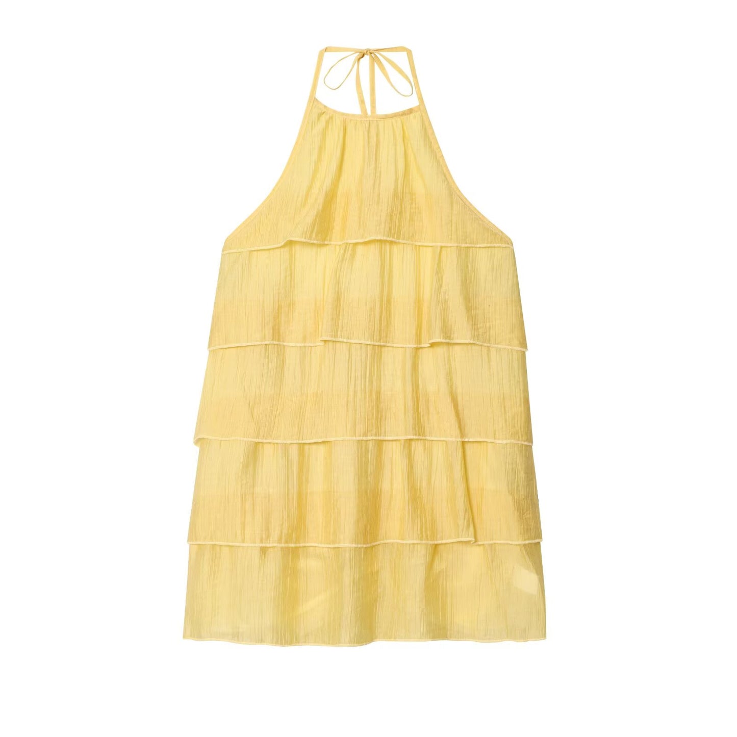 Women's chic fashion layered decoration hanging neck mini dress
