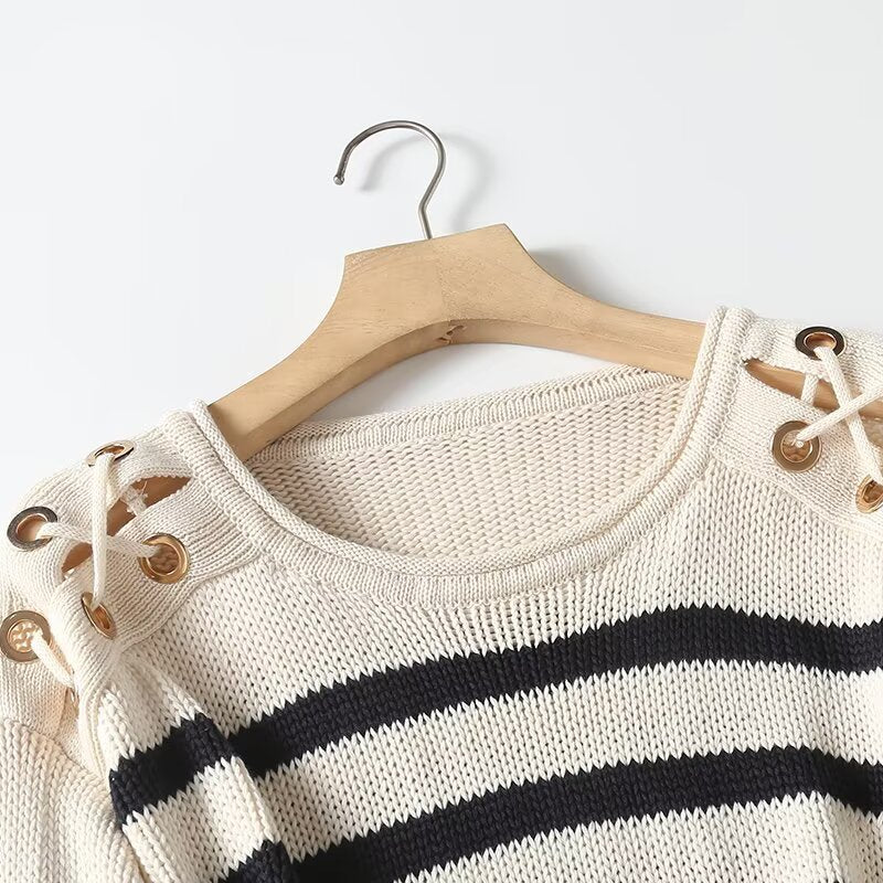 Women's new comfortable casual striped knitted sweater