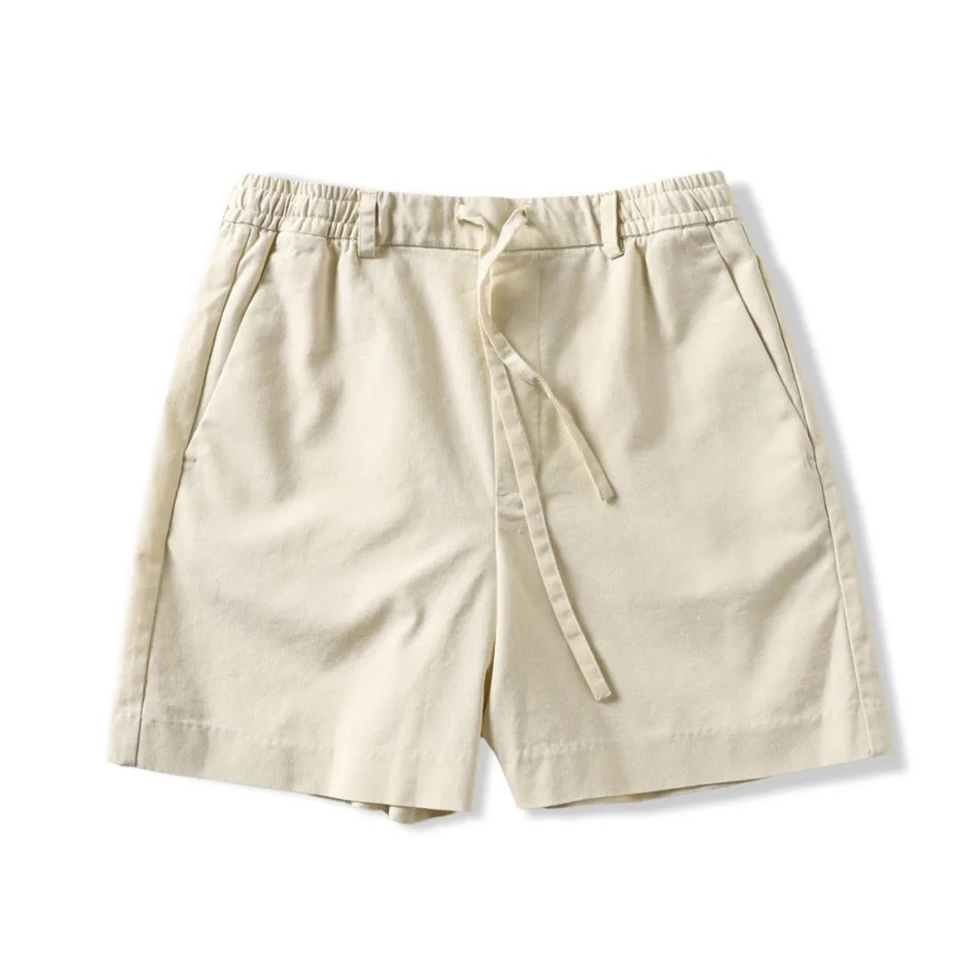 Men's New Fashion Joker Casual Thin Cotton and Linen Shorts Elastic Waist Shorts Straight Loose Pants.