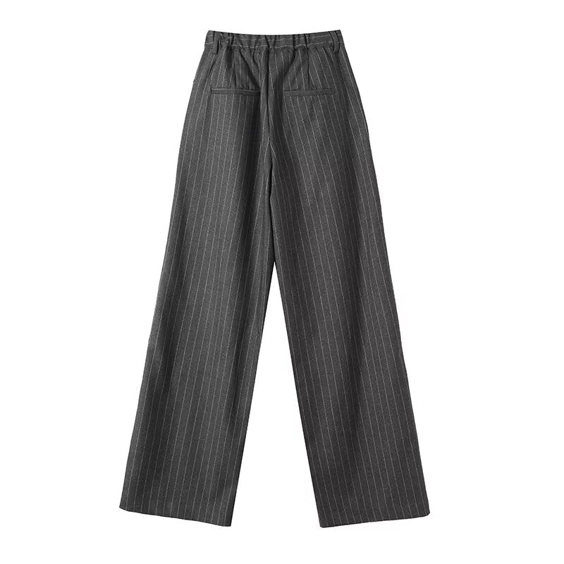 Women's loose Fine striped casual wide leg pants