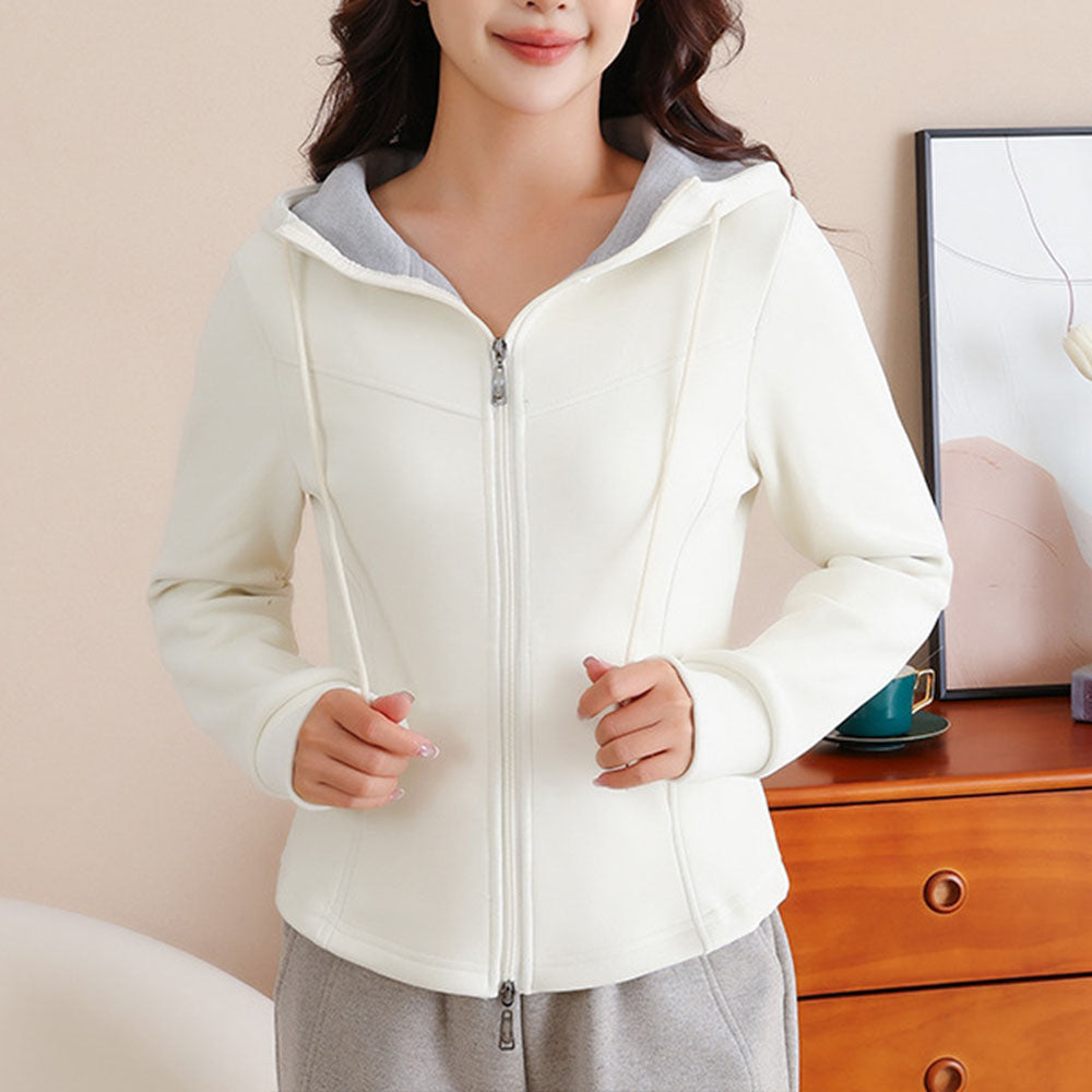 Women's new slim fit hooded cardigan zipper jacket