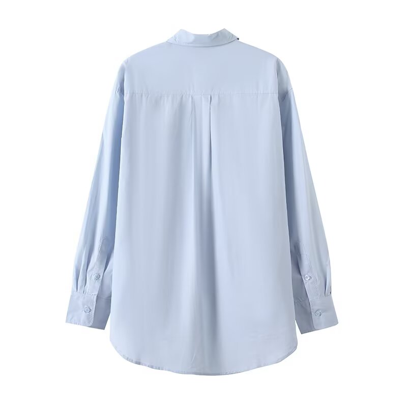 Women's new fashion loose basic style long sleeved cotton shirt