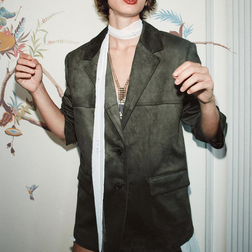 Women's new fashion anti suede effect loose single breasted suit jacket