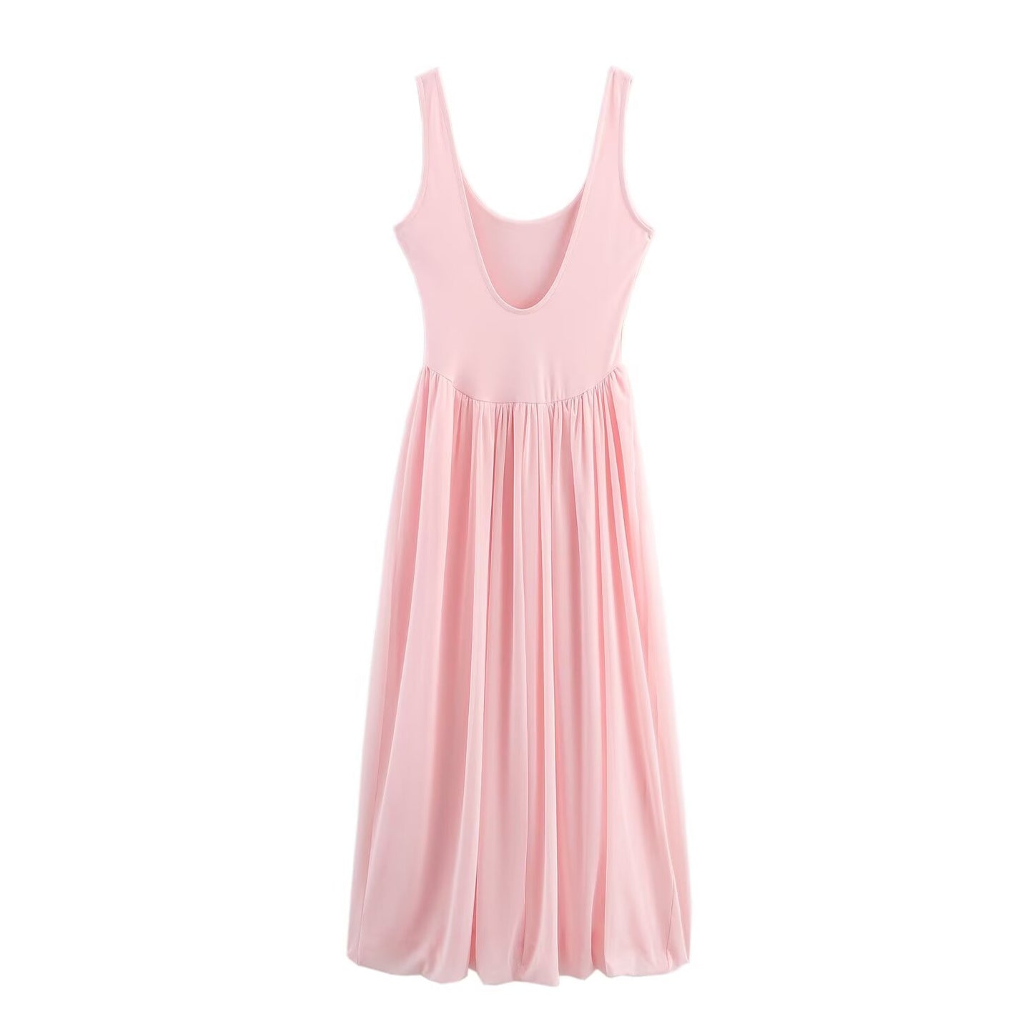 Women's New Fashion Sleeveless tulle Splicing Midi Dress