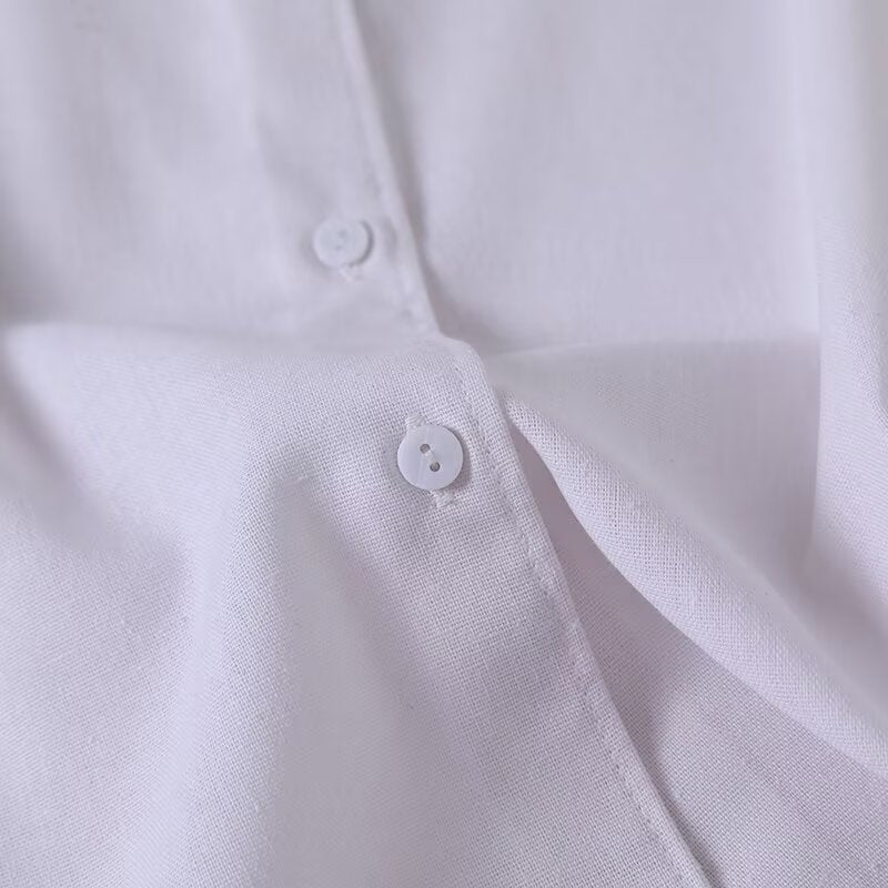 Women's new fashion linen blend long sleeved shirt