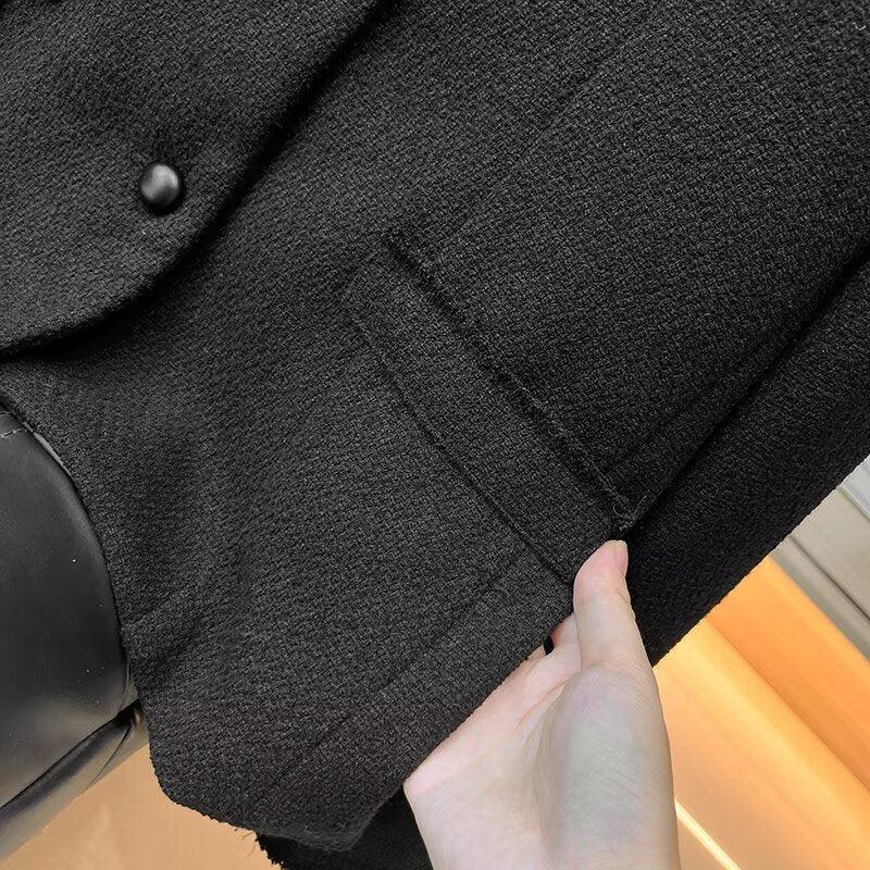Women's new fashion short single breasted O Neck wool blend Coat