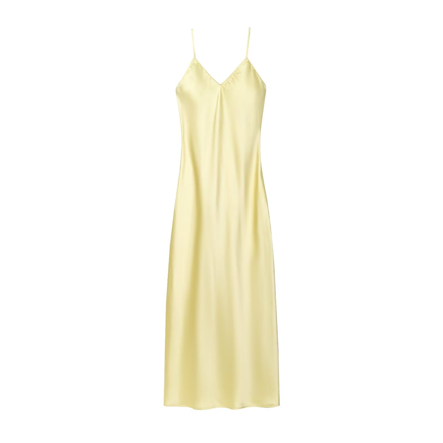 Women's Summer Fashion Underwear Style Satin Texture Midi Dress