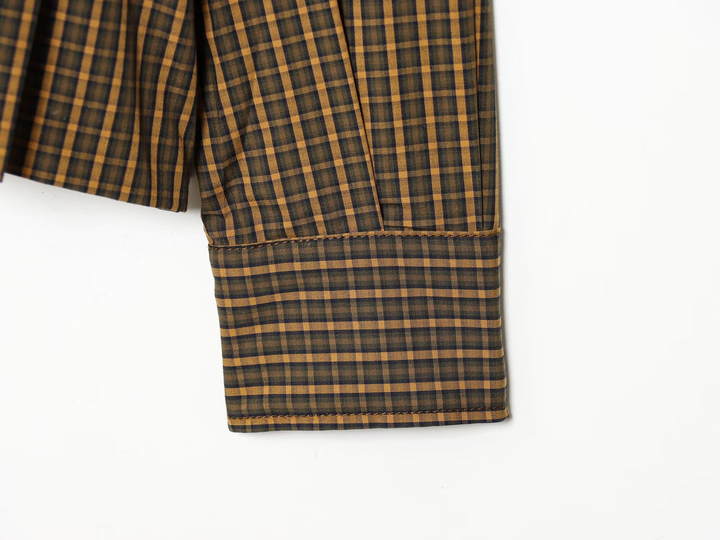 Women's bow decoration casual checkered shirt