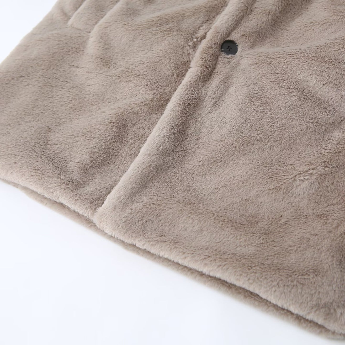 Women's loose thick warm faux fur effect lapel Coat