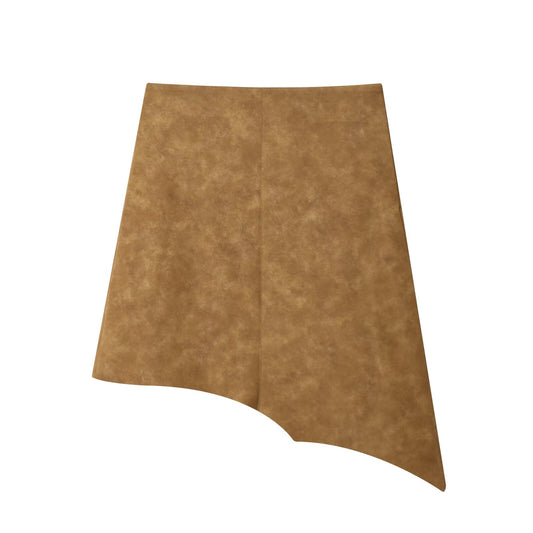 Women's new chic fashion casual leather asymmetric MIDI skirt