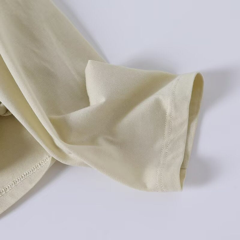 Women's new round neck long sleeved cotton T-shirt