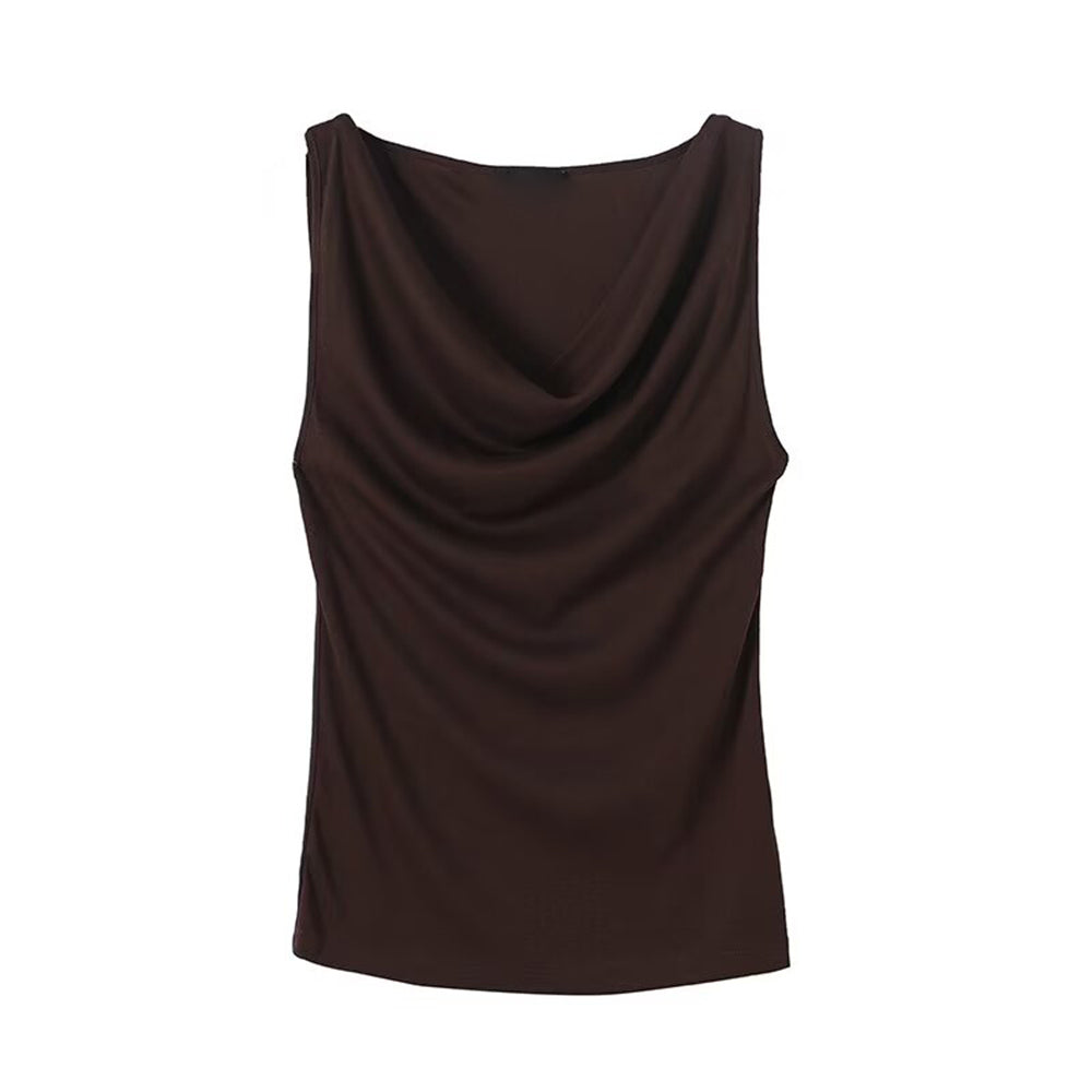 Women's New Fashion Sleeveless Swinging Neck T-shirt Top